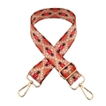 Detailed view of tribal geometric pattern wide strap with gold metal spring buckles - Silver Clasp / No. 211