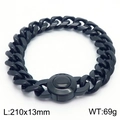 Men's black CNC cubic zirconia Cuban link bracelet made of durable titanium steel - Model D Black (KB169894-Z)