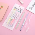 Set of 6 dual-tip pastel highlighters for students on a pink background for study - 6 Colors 6 Pcs Set