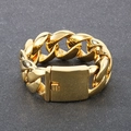 Bracciale cubano da uomo 31mm in acciaio inossidabile dorato lucido con chiusura quadrata - Oro (KB187084-KJX)