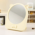 Specchio da tavolo beige con orecchie da gatto e base portaoggetti con fiocco - Stile Semplice / Giallo