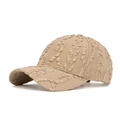 Beige baseball cap with seersucker stripe texture and stylish ruffled bubble fabric - Khaki