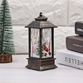 Vintage Bronze Weihnachtslaterne mit Weihnachtsmann Motiv und warmem LED Licht - Klein Goldener Weihnachtsmann