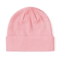 Gorro de punto rosa clásico para hombre y mujer con textura acanalada y vuelta - Rosa