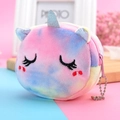 Mini tie-dye unicorn plush coin purse with silver sequins and metal bead chain - Unicorn