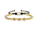 Adjustable woven bracelet featuring gold beads and micro-pave cubic zirconia accents - 6mm Zirconia Ball / Gold
