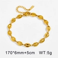 Bracelet à maillons grain de café en acier plaqué or 18K avec chaîne réglable - Bracelet doré (KB204292-YWYM)