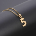 Collier minimaliste avec pendentif chiffre 5 en acier inoxydable doré brossé - Chiffre 5
