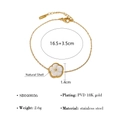 Gold stainless steel bracelet featuring a white flower shell pendant and 18K PVD coating - Flower Bracelet (SB040036) / Gold