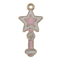 Pink and white magic wand heart pendant in gold finish for DIY jewelry making - 1Pc Magic Wand 13x28mm