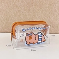 Transparent Capybara card wallet in PU leather with orange zipper and size markings - Blue Swim Ring (PVC)