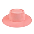 Elegante sombrero Fedora de ala ancha y copa plana en fieltro rosa para otoño - M (56-58cm) / Rosa