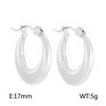 Polished silver-finish C-shape titanium steel earrings, 17mm diameter, 5g weight - Style A (KE109340-LO)