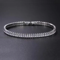 Elegant silver tennis bracelet with baguette-cut AAA cubic zirconia in a claw setting - Rectangular 2*4mm / Silver