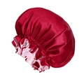 Gorro de dormir extra grande de satén de doble capa rojo y rosa con borde elástico de volantes - Burdeos