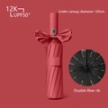 Automatic red 12K folding umbrella with UPF50+ sun protection and 105cm diameter - Upgraded Large 12-Rib Automatic Black Glue / Burgundy