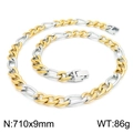 Collier chaîne Figaro bicolore or et argent largeur 9mm avec fermoir à cliquet - Collier Figaro Bicolore 3:1 (KN225223-Z)