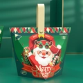 Scatola regalo di Natale verde con motivo Babbo Natale e manico in pelle per dolci festivi - Babbo Natale Con Campanella / Spedizione Piatta