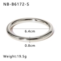 Polierter Edelstahl-Armreif in Silber mit 6,4 cm Innendurchmesser und 0,8 cm Breite - Silber-8mm Stil (NB-B6172-S-8mm)
