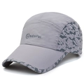 Light gray quick-dry baseball cap with dark gray camo pattern and side ventilation holes - Adjustable / Light Gray