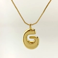 Golden balloon letter G pendant necklace with box chain and shiny metallic finish - Letter G / Gold