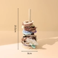 Vertical wooden stand displaying a colorful variety of scrunchies and hair ties - Solid Wood Medium Scrunchie Holder