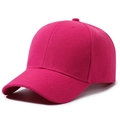 Dettaglio cappellino da baseball rosa acceso in cotone con visiera curva e cuciture - Rosa Rosso