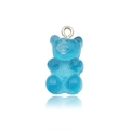 Ciondolo a forma di orsetto in resina blu trasparente con anello per gioielli DIY - Orso Blu