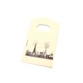 Mini beige plastic gift bag with Eiffel Tower print and die-cut handle for jewelry - No. 44 (Cream Paris)