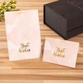 Pink marble greeting card with gold foil Best Wishes text and premium gift box - 16 Best Wishes Pink Marble