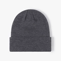 Thick double-layer ribbed knit beanie in dark grey with wide fold-up brim for winter - Deep Heather Grey