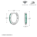Detail view of S925 sterling silver hoop earrings with 5A grade green zircon settings - 925 Silver / 925 Silver White Gold Plated - Emerald Green