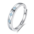 S925 sterling silver ring featuring a blue geometric diamond pattern and silver finish - Adjustable Open / Male Style / Silver with Luminous Light Blue Geometric