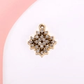 Colgante de rombo dorado de aleación con diamantes de imitación para joyería DIY - Diamante / Dorado