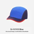 Blue quick-dry 5-panel camping hat with contrast red piping and grid texture mesh - 54-58cm (Adjustable) / Blue