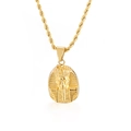 18K gold-plated Egyptian pharaoh pendant with twisted rope chain necklace for men - Gold Tutankhamun Pharaoh Bust (KP94115)