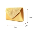 Golden satin envelope clutch bag with rhinestones, 21x13x5cm evening shoulder purse - Gold
