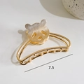 7.5cm Golden panda shaped metal hair claw clip with a refined vertical brushed texture - Cartoon Panda
