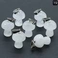Mini natural white crystal mushroom pendants with silver bail for DIY jewelry - Clear Quartz (1pc)