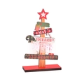 Décoration de table sapin de Noël en bois avec gnome et texte de vœux festifs - Gnome au chapeau vert
