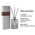 Nile Summer reed diffuser set with grey glass bottle, crystals and matching gift box - Light Grey Bottle / Nile Summer