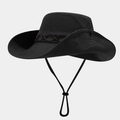 Detalle del sombrero de vaquero con ojales metálicos y costuras de cuero decorativas - M (56-58cm) / Negro