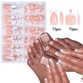 Detailansicht des 72er-Sets französischer Press-on-Nägel für Hände und Füße in Rosa-Weiß - Nude Rosa Weißer Rand Französisches Set (02)