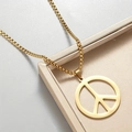 Collana con simbolo della pace dorato e catena veneziana in scatola regalo - Oro
