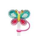 Colorful resin butterfly straw topper with pink silicone ring for 10mm straws - Tri-Color Gradient Butterfly