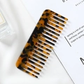 Elegant amber acetate wide tooth hair comb with marble pattern on a clean background - 11.8*4.6cm / Classic Tortoise