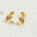 French style umbrella earrings in 18K gold finish with colorful cubic zirconia - Umbrella