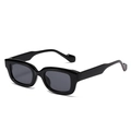 Classic black square frame sunglasses with retro thick arms and grey lenses - Black Frame Grey Lens