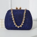 Navy blue evening clutch bag with sparkling rhinestones and gold heart clasp - Blue
