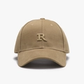 Casquette de baseball kaki avec lettre R brodée en 3D en sergé de coton de qualité - Réglable / Kaki